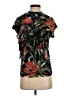 FUZZI 100% Polyester Floral Black Short Sleeve Blouse Size XS - photo 1