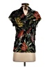 FUZZI 100% Polyester Floral Black Short Sleeve Blouse Size XS - photo 2