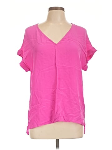 Lavender Brown Short Sleeve Silk Top (view 1)