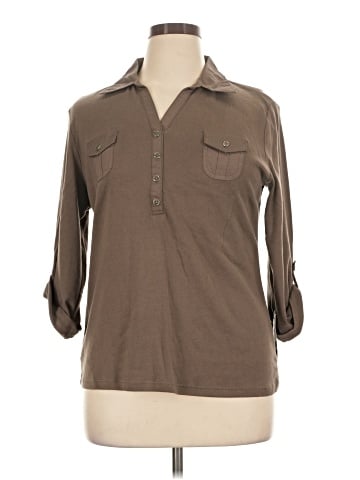 Karen Scott Long Sleeve Polo (view 1)