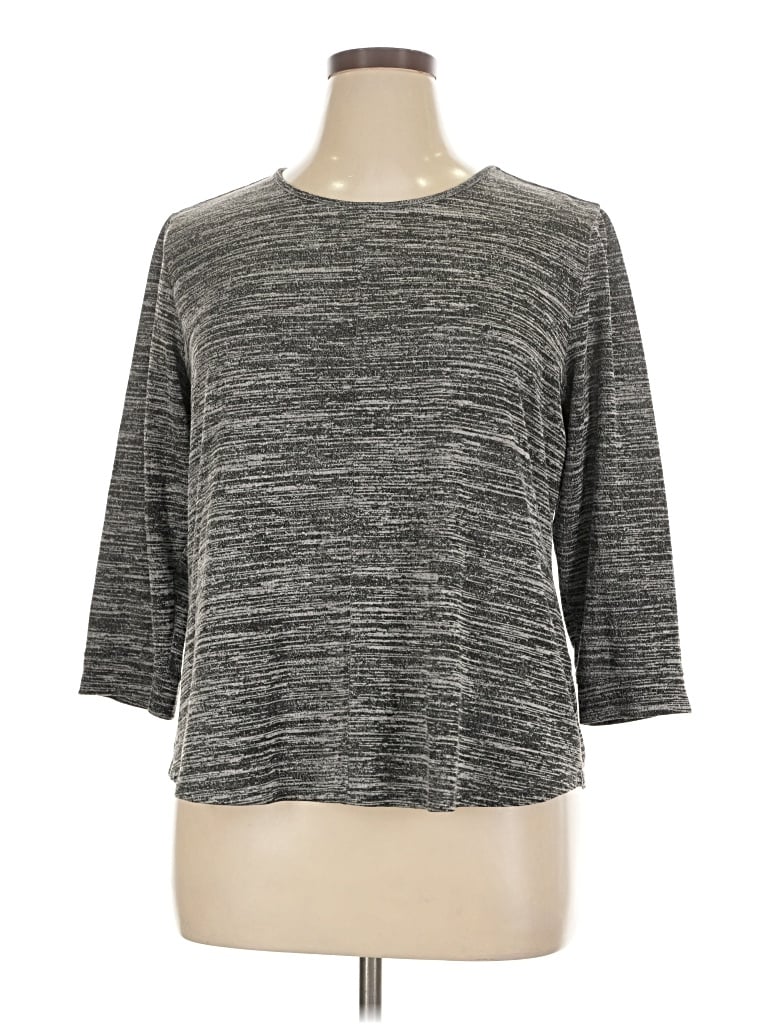 Pre-owned Van Heusen 3/4 Sleeve T-shirt In Gray