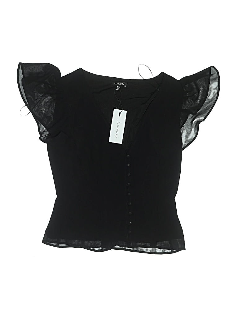 Dynamite Short Sleeve Top Black Sweetheart Neckline Tops