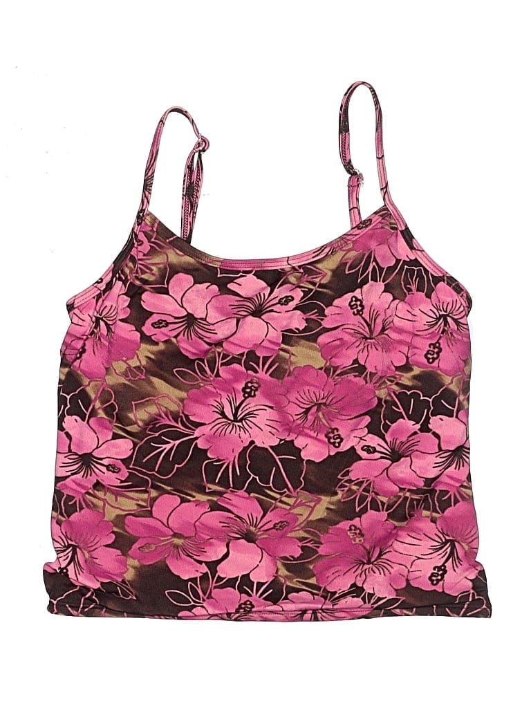 Pre-owned Spiegel Swimsuit Top Brown Floral Pattern Swimwear