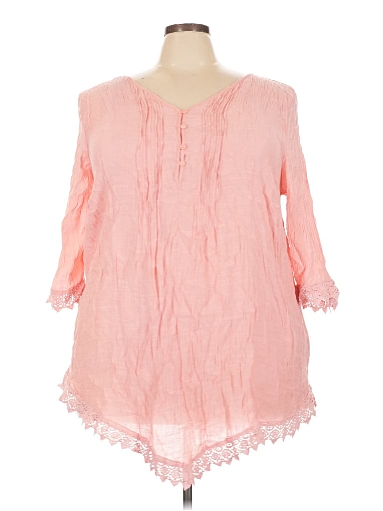Pre-owned Avenue 3/4 Sleeve Blouse In Pink