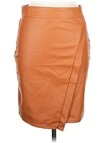 Chocolate Faux Leather Skirt (view 1)