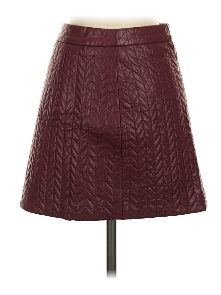 Pre-owned Commense Faux Leather Skirt In Burgundy