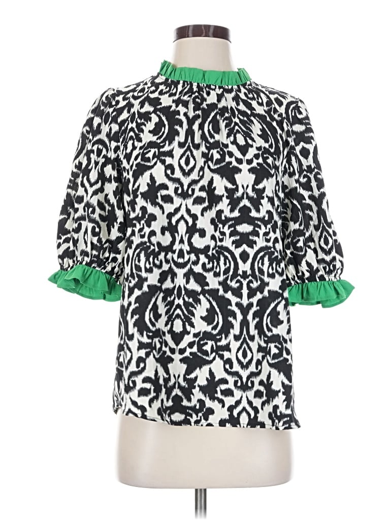 Pre-owned Voy 3/4 Sleeve Blouse In Green