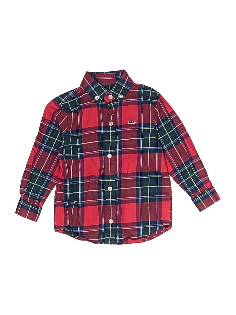 Pre-owned Vineyard Vines Kids' Long Sleeve Button Down Shirt In Red