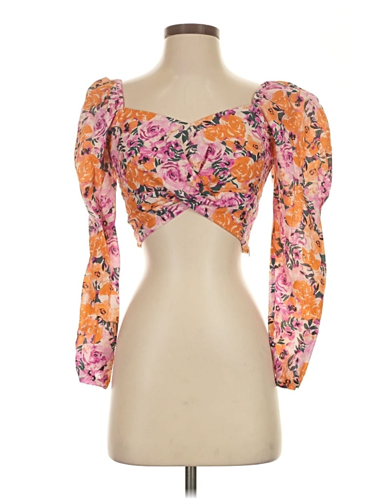 Pre-owned Something Navy 3/4 Sleeve Blouse In Orange