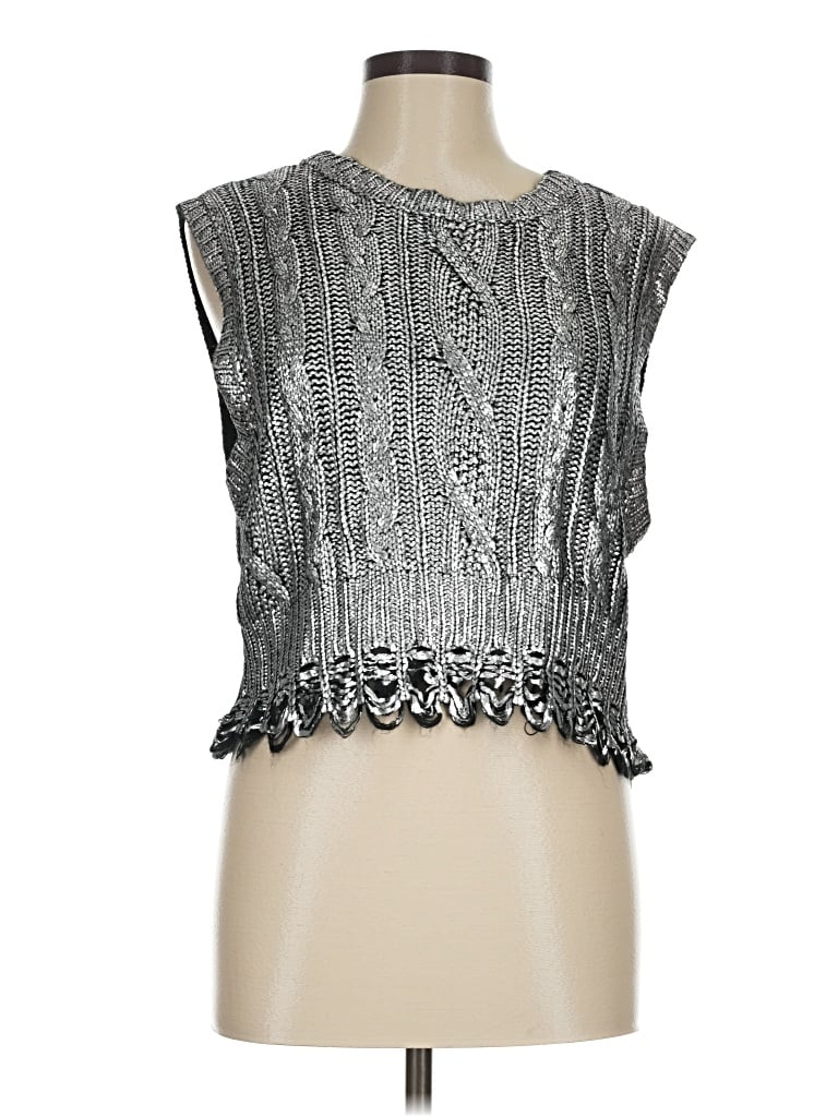 Pre-owned Edit By Nine Cardigan Sweater In Silver