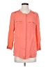 Theory Color Block Orange 3/4 Sleeve Button-Down Shirt Size S - photo 1
