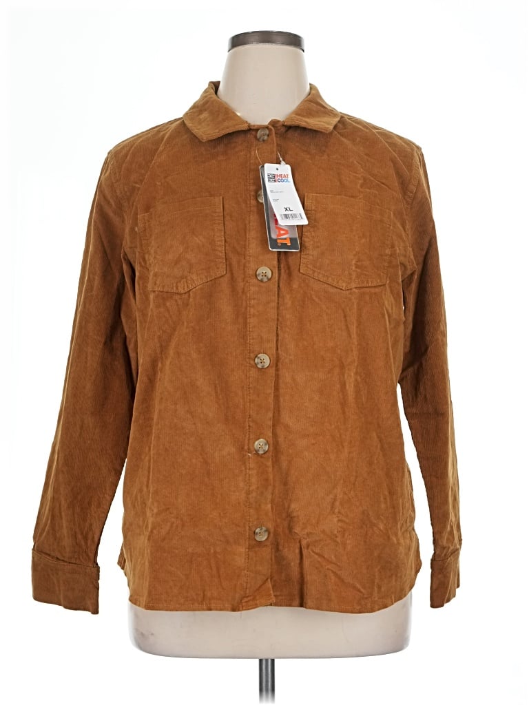 Pre-owned 32 Degrees Long Sleeve Button Down Shirt In Brown
