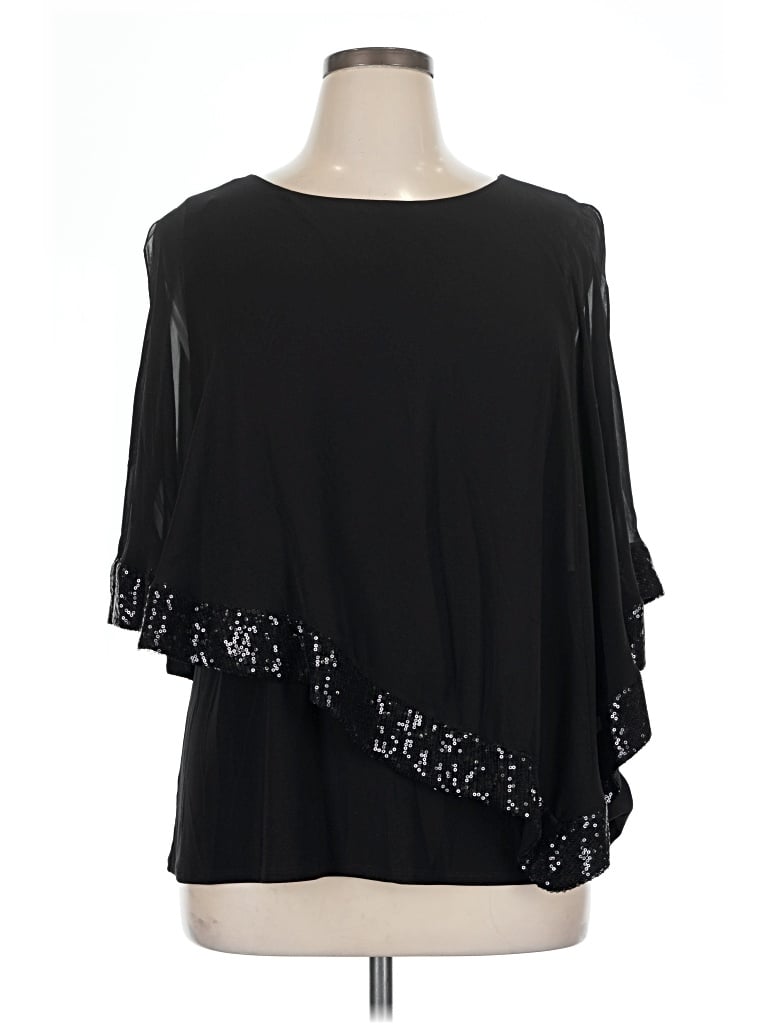 Pre-owned Msk 3/4 Sleeve Top Black Cold Shoulder Neckline Tops