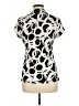 Alfani Polka Dots Ivory Short Sleeve Blouse Size M - photo 2