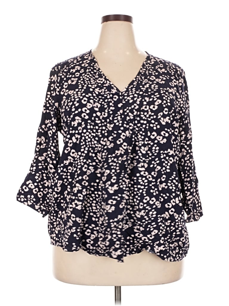 Pre-owned Monday Fun 3/4 Sleeve Blouse In Blue