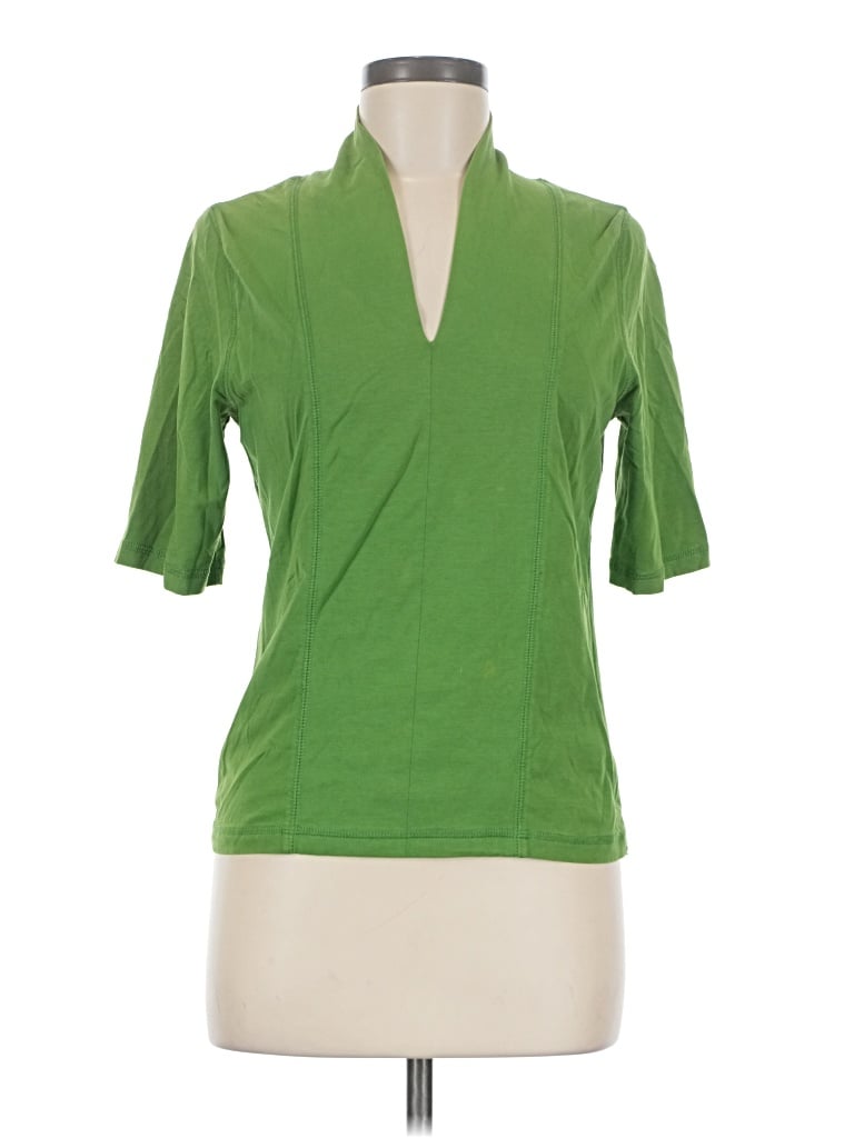 Pre-owned Rafaella Short Sleeve Blouse In Green