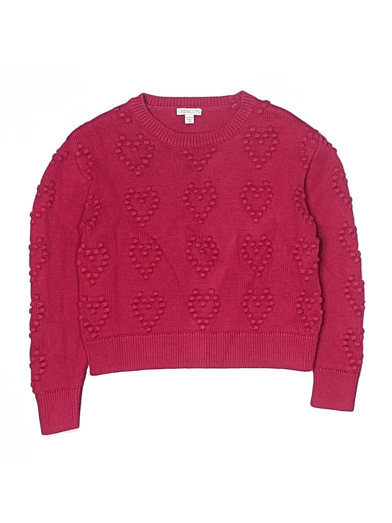 Pre-owned Crewcuts Kids' Pullover Sweater In Burgundy
