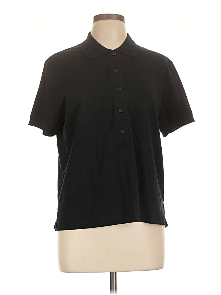 Pre-owned Athleta Short Sleeve Blouse In Black