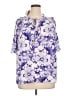 MICHAEL Michael Kors Floral Purple Short Sleeve Blouse Size XL - photo 1