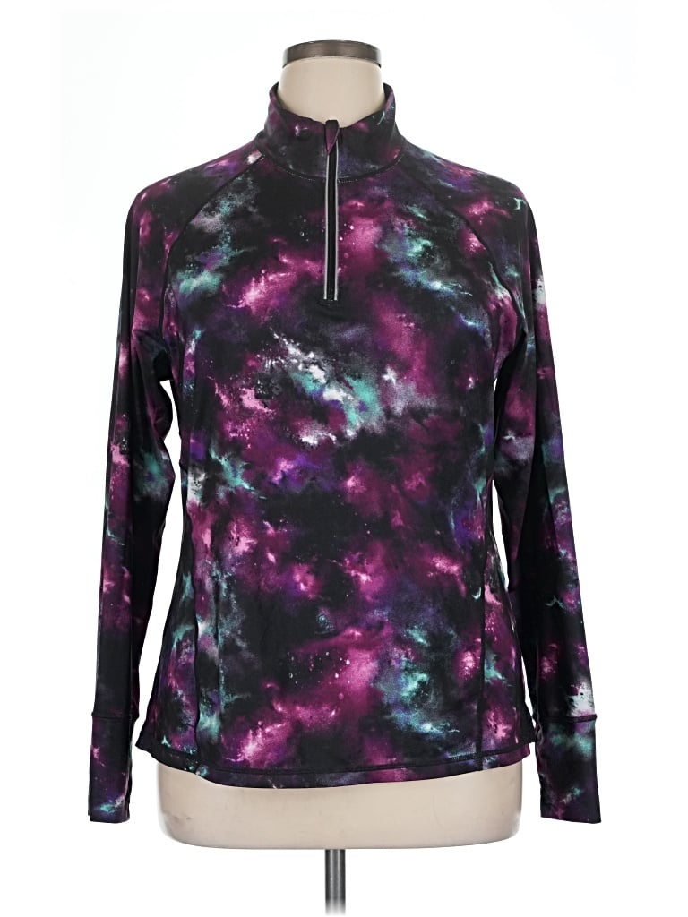 Pre-owned Ideology Long Sleeve Top Purple Mock Neckline Tops