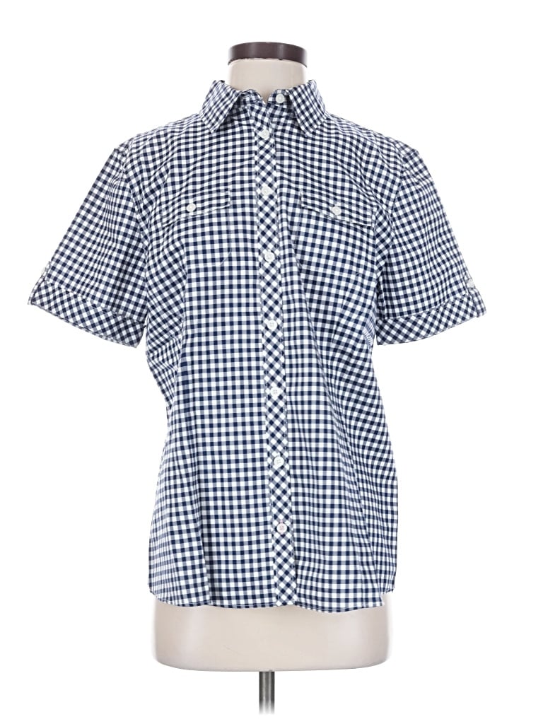 Pre-owned L.l.bean Short Sleeve Button Down Shirt In Blue