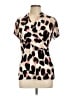 DKNY Animal Print Tan Short Sleeve Blouse Size L - photo 1