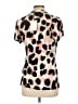 DKNY Animal Print Tan Short Sleeve Blouse Size L - photo 2