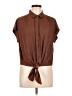 Rose + Olive 100% Polyester Brown Short Sleeve Blouse Size L - photo 1
