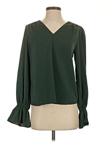Aqua Long Sleeve Blouse (view 1)
