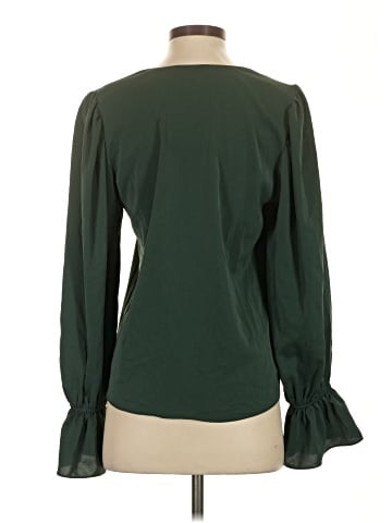 Aqua Long Sleeve Blouse (view 2)
