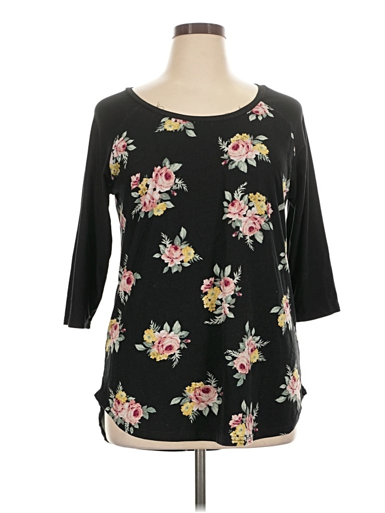 Pre-owned Just Be ... 3/4 Sleeve Top Black Boatneck Tops