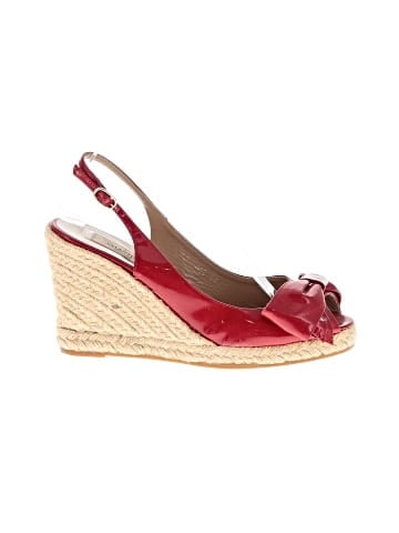 Valentino Patent Leather Bow Accents Slingback Wedges (view 1)