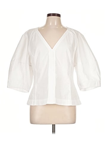 Madewell Sculptural V-Neck Top in Poplin (view 1)