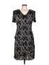 Connected Apparel 100% Polyester Chevron-herringbone Gray Casual Dress Size 12 - photo 1