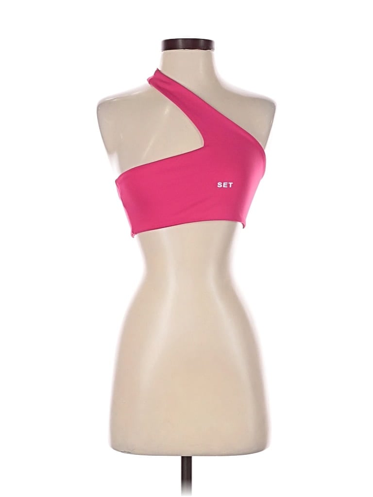 Pre-owned Set Active Tank Top Pink One Shoulder Neckline Tops