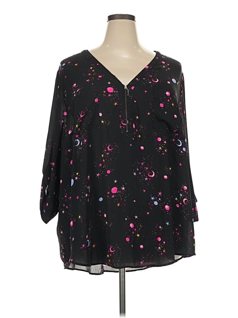 Pre-owned Torrid 3/4 Sleeve Blouse In Black