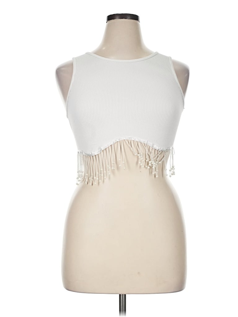 Pre-owned Sincerely Jules Tank Top Ivory Halter Neckline Tops