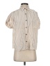 Faherty Stripes Tan Short Sleeve Blouse Size XS - photo 1