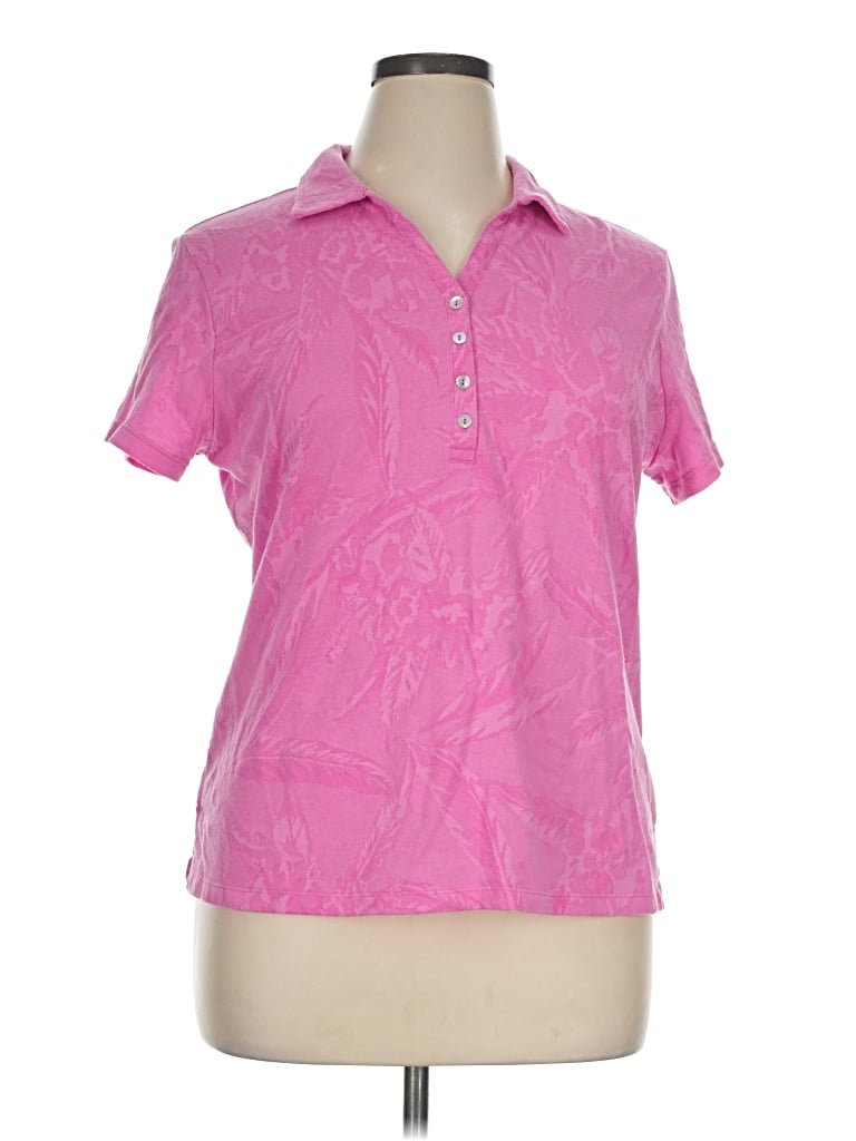 Pre-owned Caribbean Joe Short Sleeve Polo Shirt In Pink