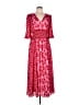 Taylor 100% Polyester Floral Red Casual Dress Size 10 - photo 1