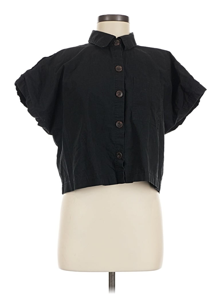 Pre-owned Future Collective Short Sleeve Blouse In Black