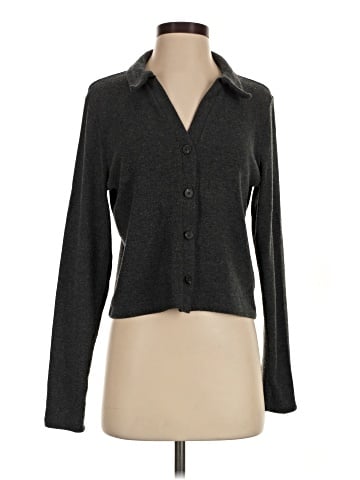 Madewell Brushed Rib Polo Crop Cardigan (view 1)