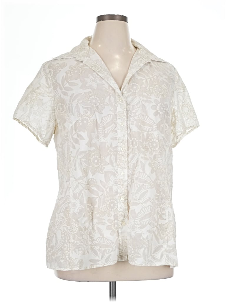 Pre-owned Apostrophe Short Sleeve Blouse In Ivory