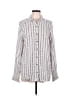 Cato 100% Rayon Stripes Gray White Long Sleeve Button-Down Shirt Size L - photo 1