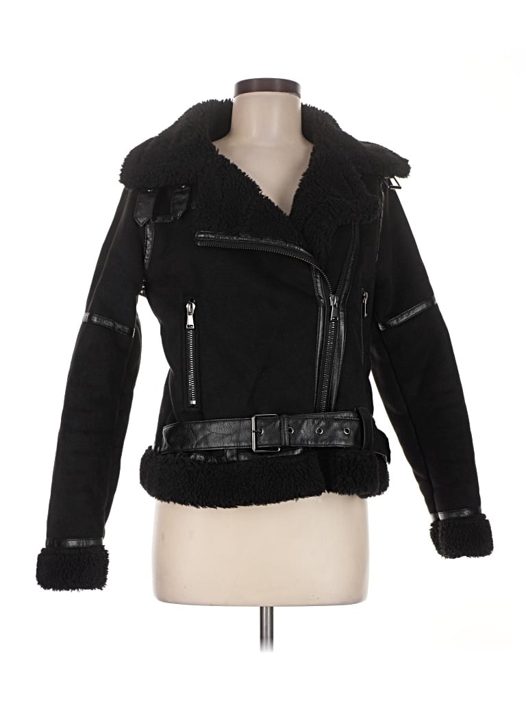 Pre-owned Zara Faux Fur Jacket In Black