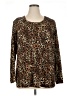 Susan Graver 100% Polyester Animal Print Brown Long Sleeve Blouse Size 1X - photo 1