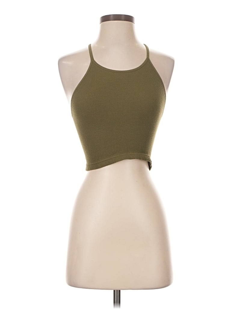 Pre-owned Fp Movement Tank Top Green Halter Neckline Tops