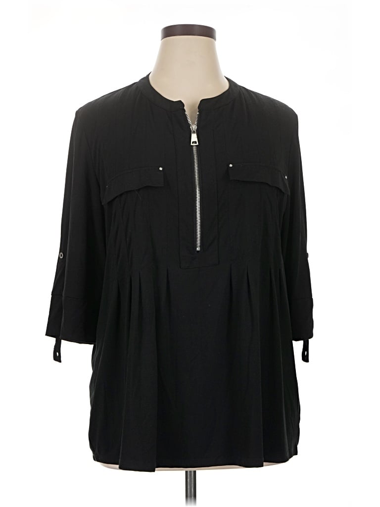 Pre-owned Dex 3/4 Sleeve Blouse In Black