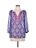 Old Navy 100% Polyester Blue 3/4 Sleeve Blouse Size L - photo 1
