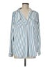 Ann Taylor 100% Polyester Stripes Blue Long Sleeve Blouse Size M - photo 1